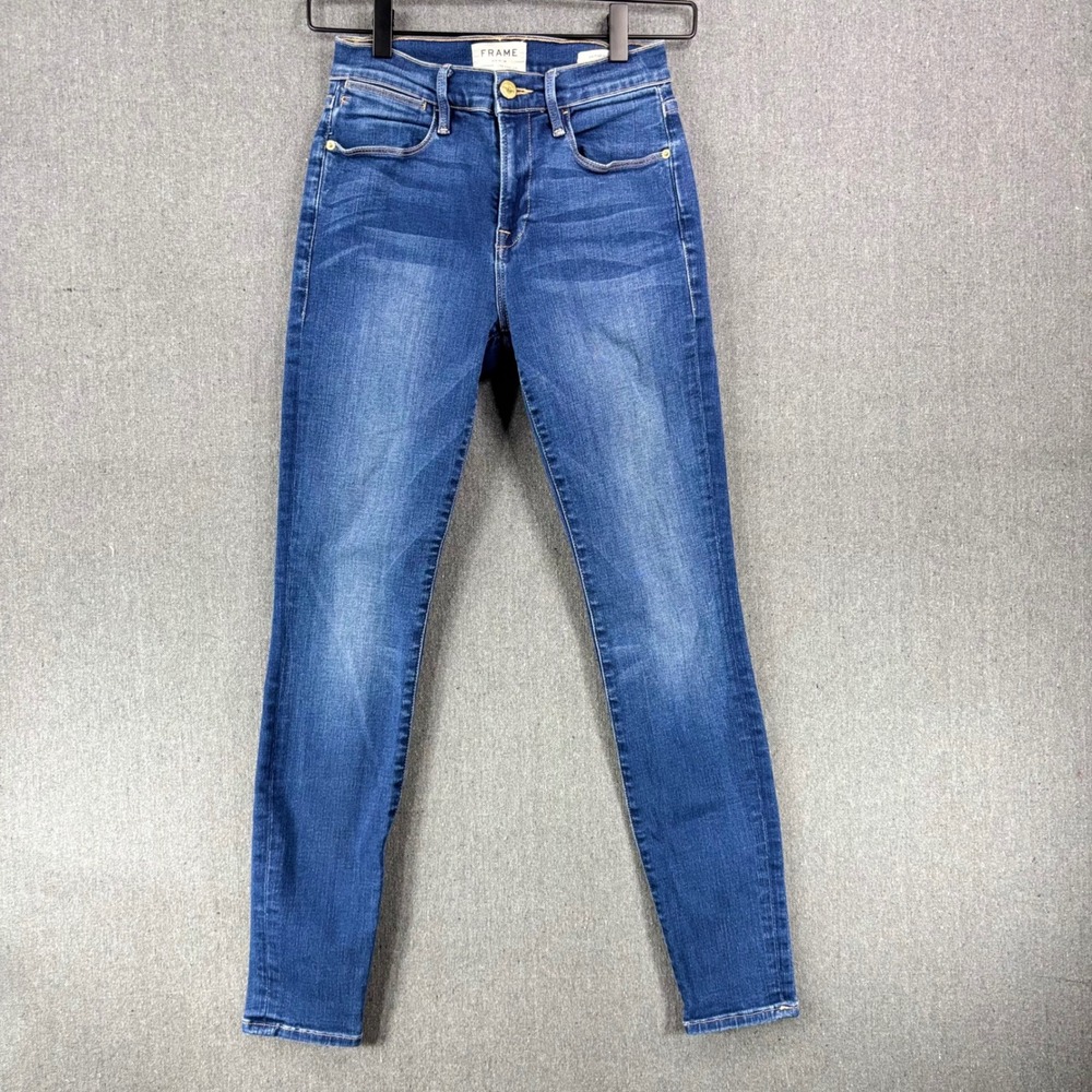 FRAME Le High Skinny Jeans Womens Size 26 Blue Columbia Road High Rise Denim